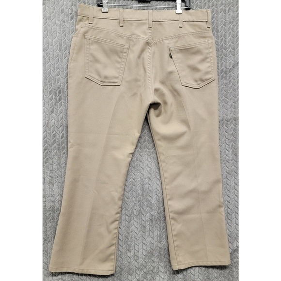 Vintage‎ Levis 517 Khaki Polyester Bootcut Pants 40x30 Black Gold Tab Rockabilly - Picture 8 of 10